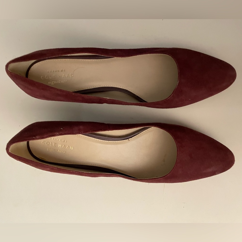 Cole Haan Pump Block Heel Burgundy Wine Suede unworn Size 9.5